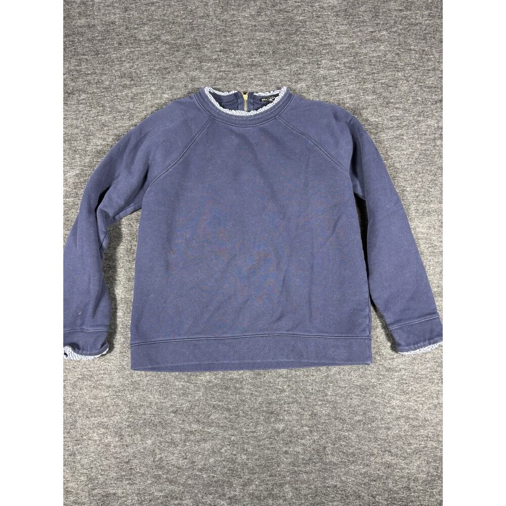J.Crew Mercantile Womens M Blue Ruffle Collar Sweatshirt Back Zip Pullover Top